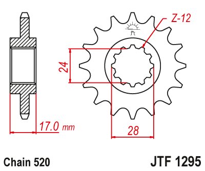 JTF1295 JT Sprockets steel front sprocket