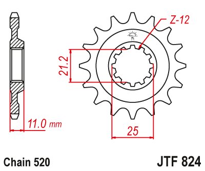 JTF824 JT Sprockets steel front sprocket