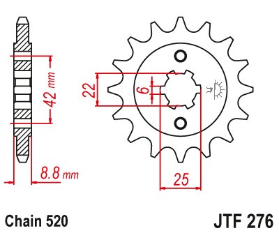 JTF276 JT Sprockets steel front sprocket