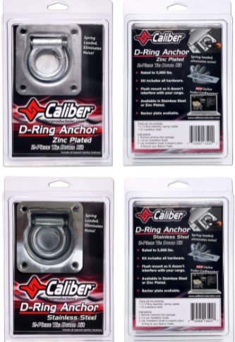 CALIBER stainless steel d-ring tie down kit (2 pack)