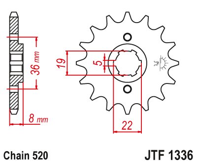 JTF1336 JT Sprockets steel front sprocket