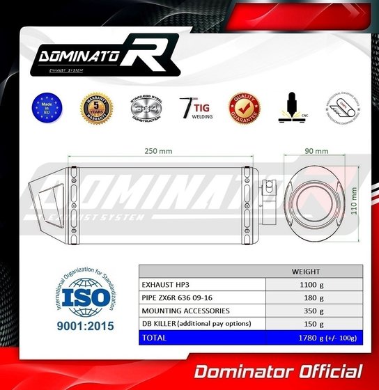 KA047DF-S Dominator exhaust silencer low level hp3