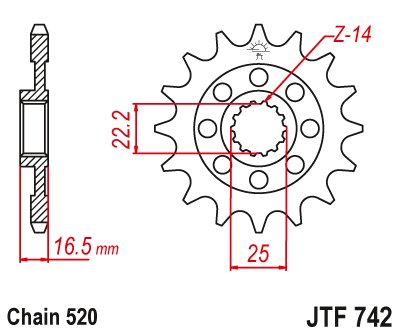 JTF742 JT Sprockets steel front sprocket