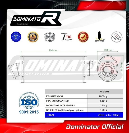 SU088DA-S Dominator exhaust silencer oval