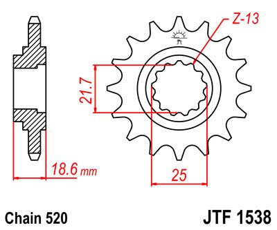 JTF1538 JT Sprockets steel front sprocket