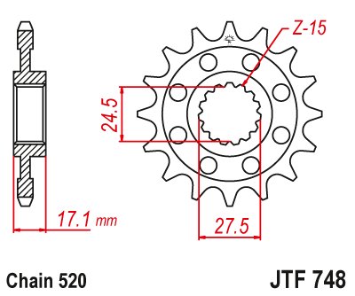 JTF748 JT Sprockets steel front sprocket