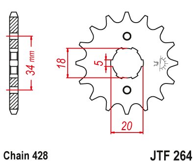 JTF264 JT Sprockets steel front sprocket