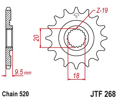 JTF268 JT Sprockets steel front sprocket