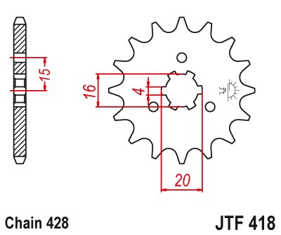 JTF418 JT Sprockets steel front sprocket