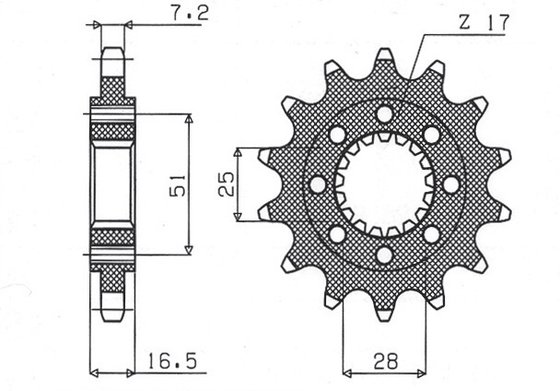 42716 SUNSTAR SPROCKETS 16 tooth 525 pitch black steel front sprocket