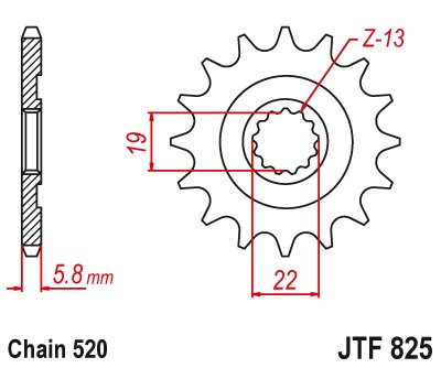 JTF825 JT Sprockets steel front sprocket