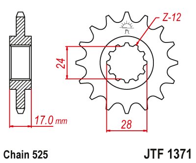 JTF1371 JT Sprockets steel front sprocket