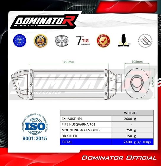 HS004DFBL Dominator exhaust silencer muffler hp1 black + db killer