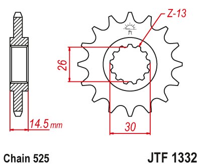 204715JT JT Sprockets front sprocket 15tooth pitch 525 jtf133215