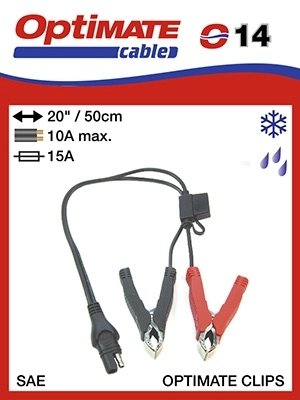 TECMATE fused battery clips with cord clips