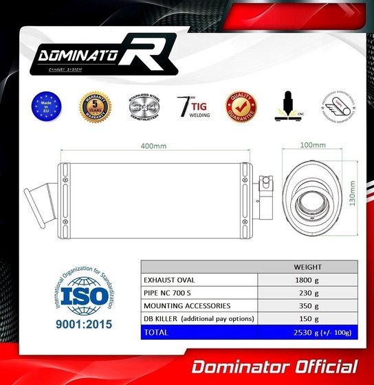 HO050DA-S Dominator exhaust silencer oval