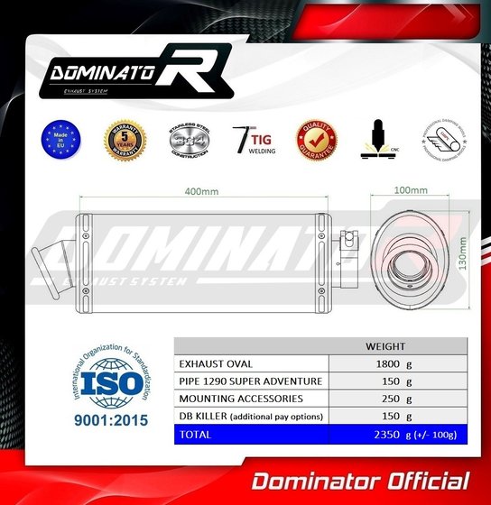 KT048DA-S Dominator exhaust silencer oval