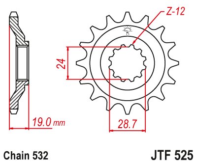 JTF525 JT Sprockets steel front sprocket