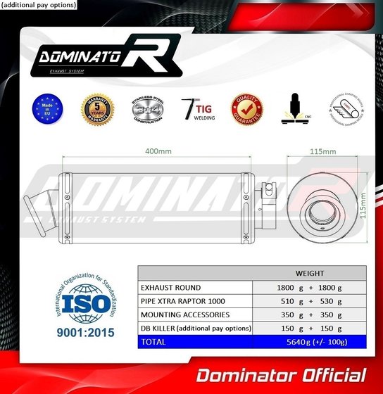 CG003DST-S Dominator exhaust silencer round