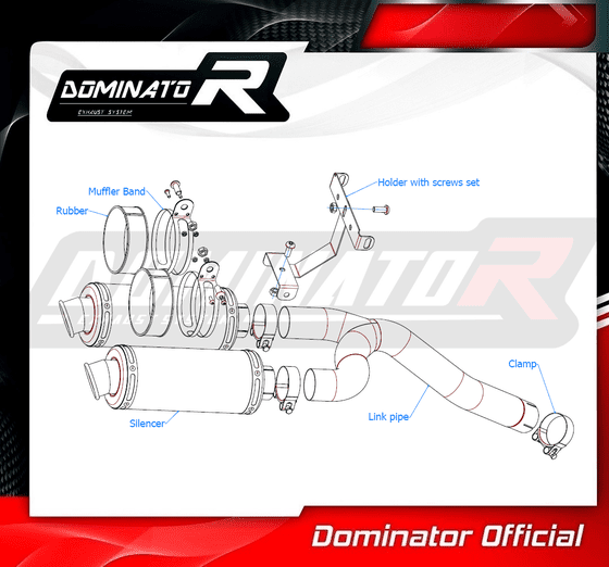 YA095DSTBL-S Dominator exhaust silencer round black