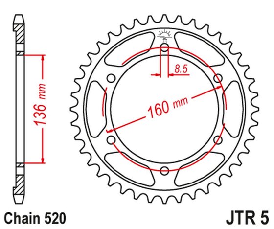 355245JT JT Sprockets rear sprocket 45 tooth pitch 520 jtr545