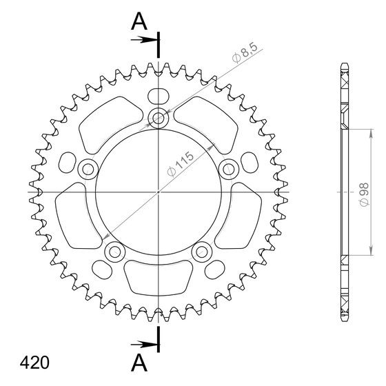 72101AO48 Supersprox supersprox alu rear sprocket ktm 60/65sx 97- orange 48