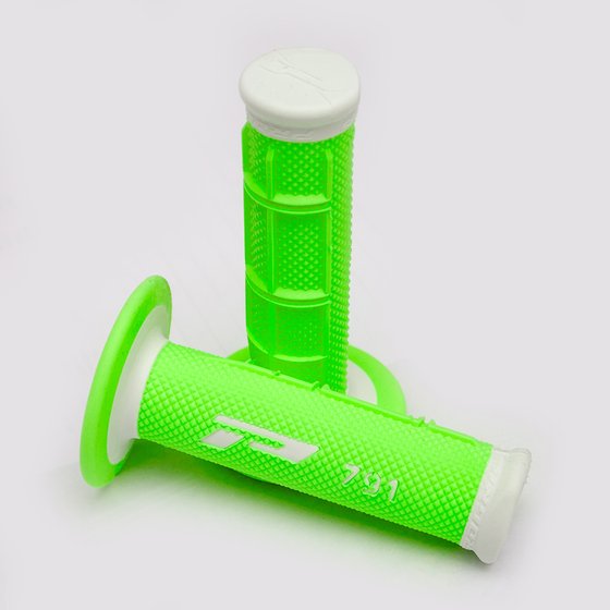 PRO GRIP double density offroad grips - white/fluo green (closed end)