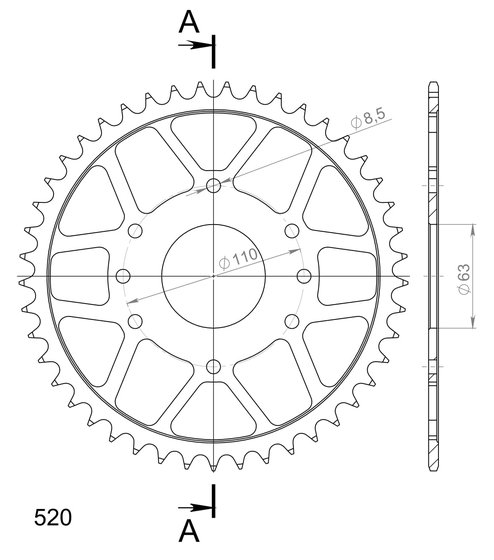 71306-45 Supersprox supersprox rear sprocket 890.45