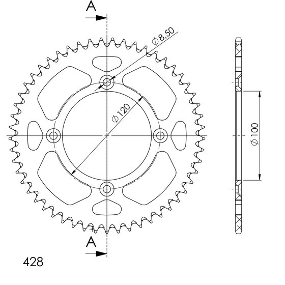 15104AK52 Supersprox supersprox rear sprocket alu ral-998:52 black