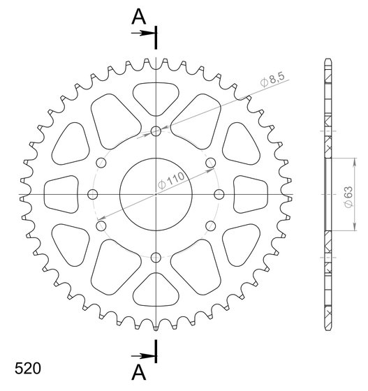 72306AO45 Supersprox supersprox alu rear sprocket ktm duke 125 14-18 oranssi