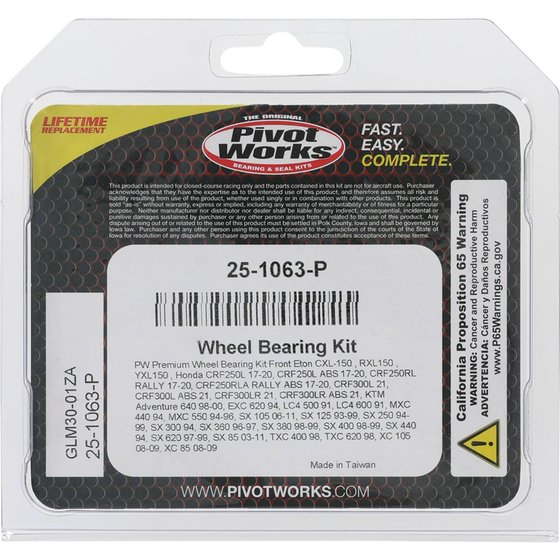 25-1063 All Balls wheel bearing kit front