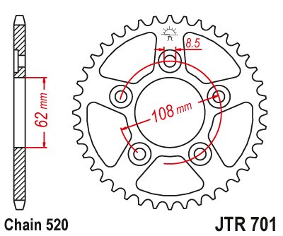 71440JT JT Sprockets rear sprocket 40 tooth pitch 520 jtr70140