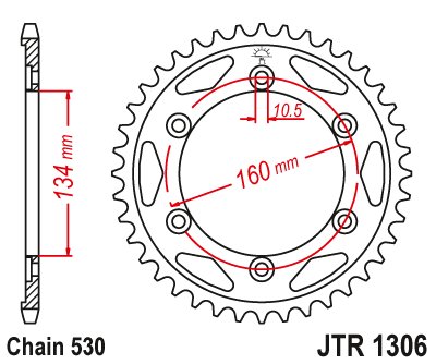 439943JT JT Sprockets rear sprocket 43 tooth pitch 530 jtr130643