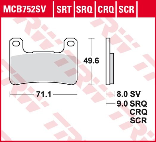 MCB752SV TRW sintered metal brake pad for street performance