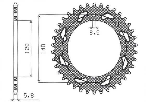 SUN1-3532-43 SUNSTAR SPROCKETS rear sprocket