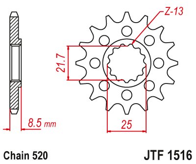 JTF1516 JT Sprockets steel front sprocket