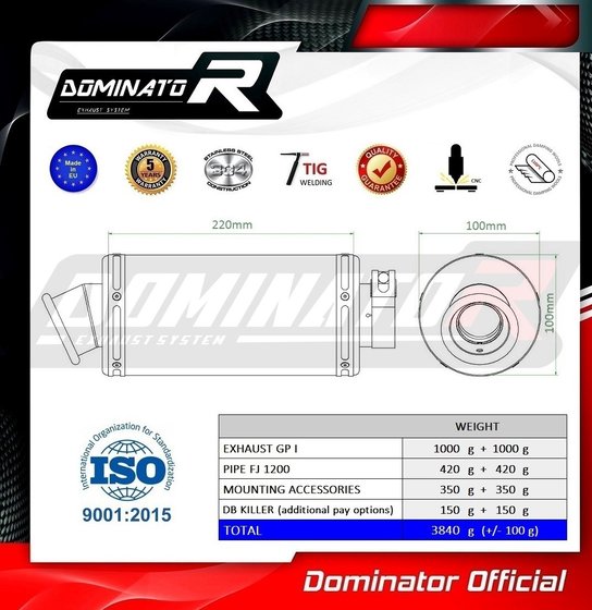 YA026DC-S Dominator exhaust silencer gp1