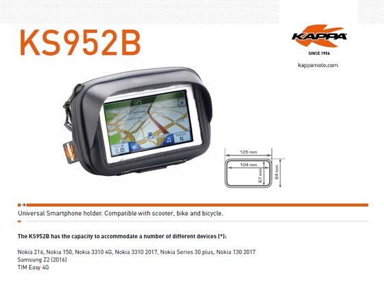 KS952B KAPPA gps/smartphone bag with handlebar mount