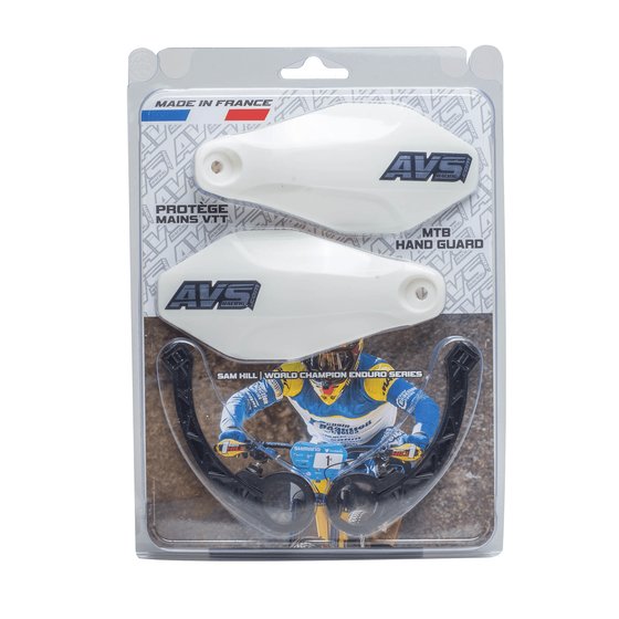 PM101 AVS RACING hand guards with white plastic mount