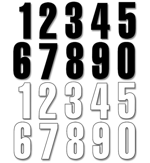 5047/10/2 BLACKBIRD RACING three series adhesive number plate graphics (white) - 3 pack