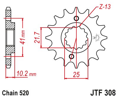 JTF308 JT Sprockets steel front sprocket