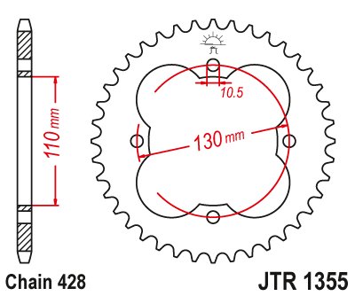 JTR1355 JT Sprockets steel rear sprocket