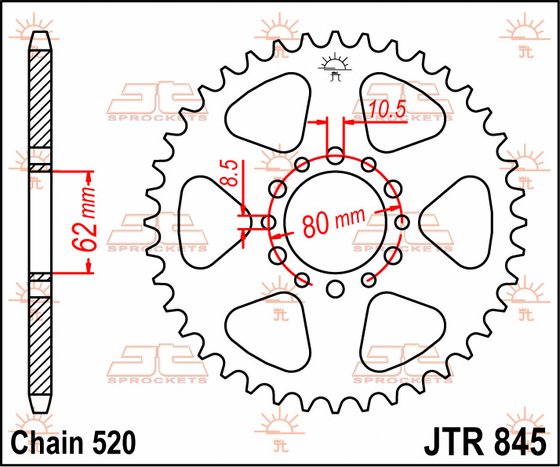 JTR845 JT Sprockets steel rear sprocket