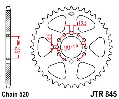 JTR845 JT Sprockets steel rear sprocket