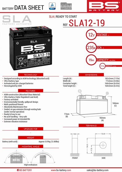 300860 BS BATTERY bs 51913 sla-max battery