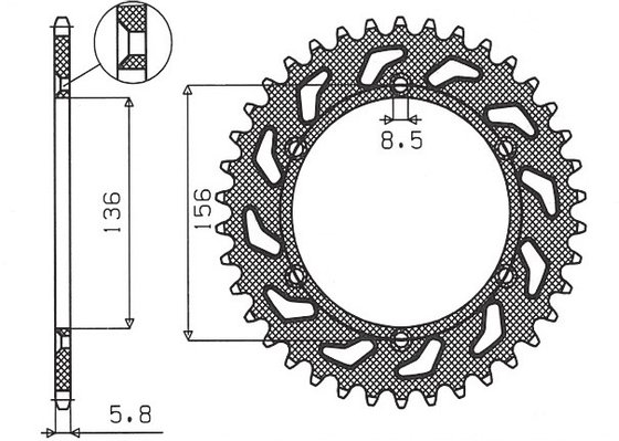 1-3631-48 SUNSTAR SPROCKETS rear steel sprocket - 48 teeth, 520 pitch