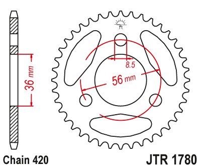 JTR1780 JT Sprockets steel rear sprocket