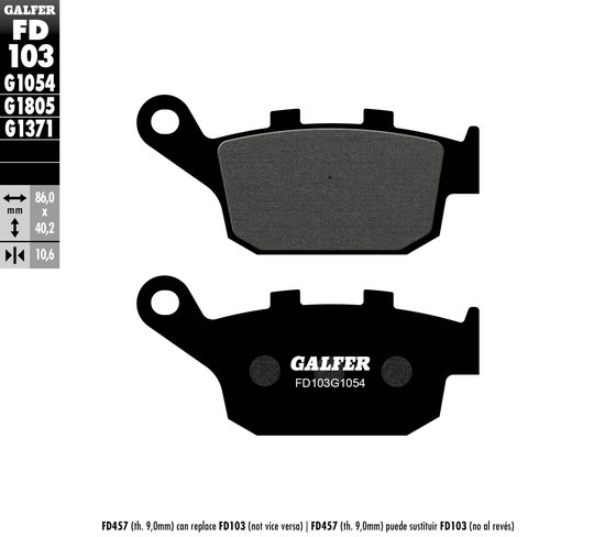 FD103G1054 GALFER semi-metal brake pads for rear of hon/kaw/tri/yam