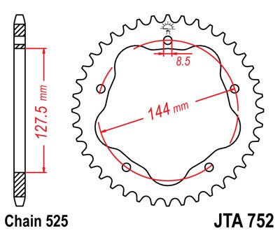 JTA752BLK JT Sprockets racelite aluminium rear race sprocket