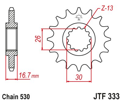 34716JT JT Sprockets front sprocket 16tooth pitch 530 jtf33316